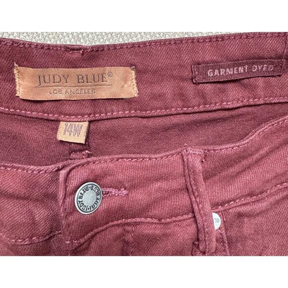JUDY BLUE High Waist Cropped Tummy Control Wide Leg Burgandy Jean Size 14W - Picture 5 of 5